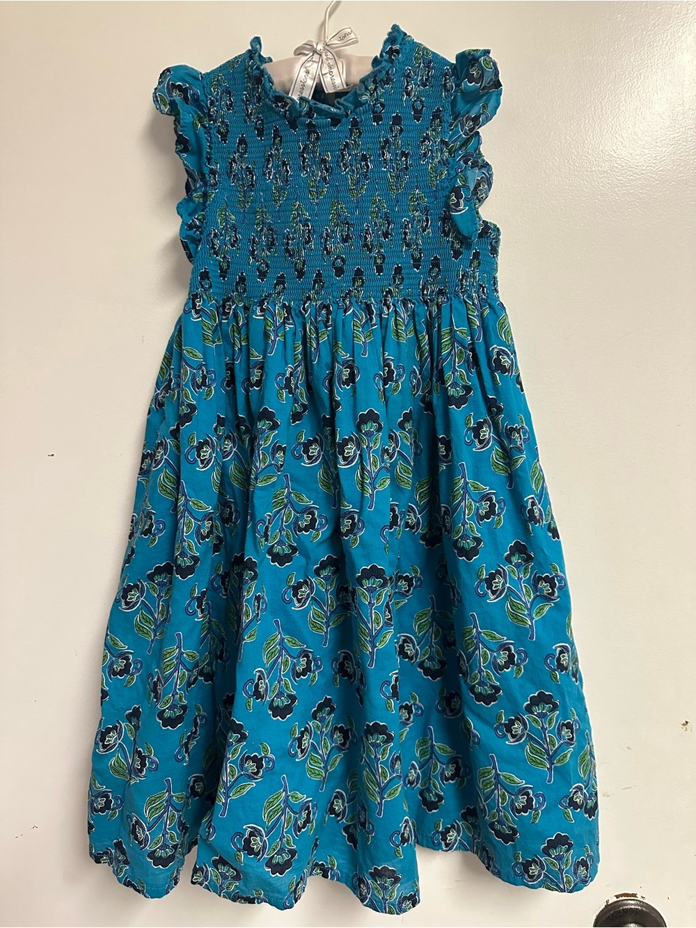 French Connection Turquoise Floral Smocked Sundress size 7/8